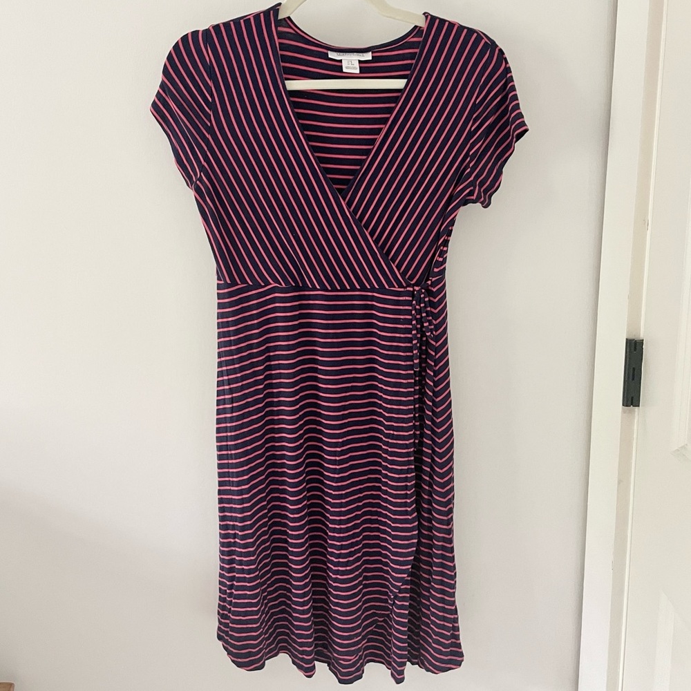 Motherhood Maternity Striped Wrap Dress with Tie size Small